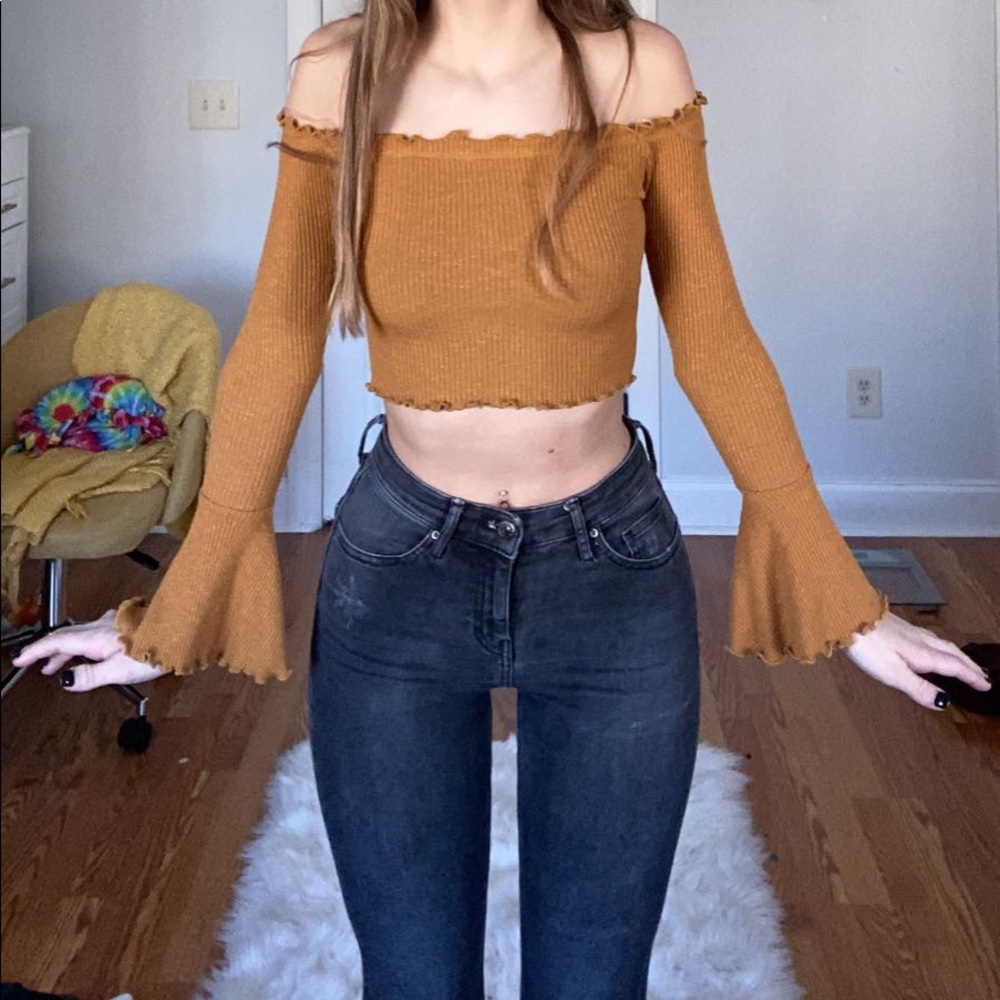 Mustard Off the Shoulder Top